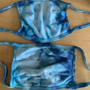 NWT bundle of 2 blue tie dye cotton face masks